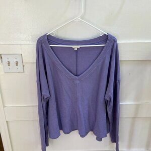 Pilcro Long-Sleeve V-Neck Top, Lavender, Size XL, Worn Once
